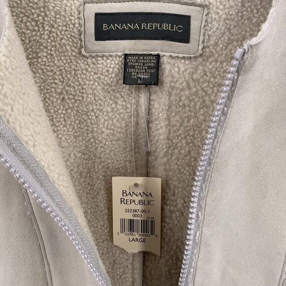 NWT Banana Republic Pearl Gray Shearling Spanish Lamb Nubuck Jacket Size L - Picture 4 of 5
